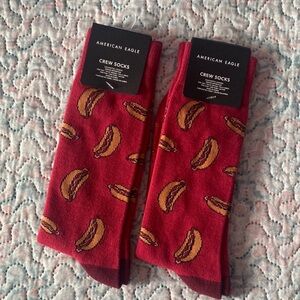 American Eagle "Chomp" Hotdog Crew Socks 2 Pairs